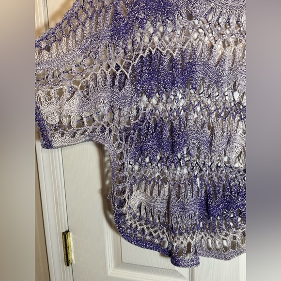 Chico’s Purple and White Crochet Knit Boho Festival Top - Picture 4 of 7